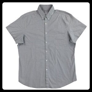 Mizzen+Main Leeward Shirt Men's XXL Black White Gingham Seersucker Standard Fit